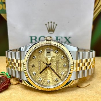 Rolex Datejust 36mm Steel Gold Steel Jubilee Diamond Dial Automatic Watch 116233