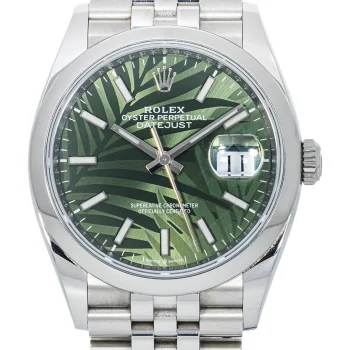 Rolex Datejust 36mm Green Palm Motif Dial Jubilee Bracelet