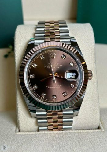 Rolex Datejust 41mm Diamond Dial Fluted Bezel Oyster Perpetual